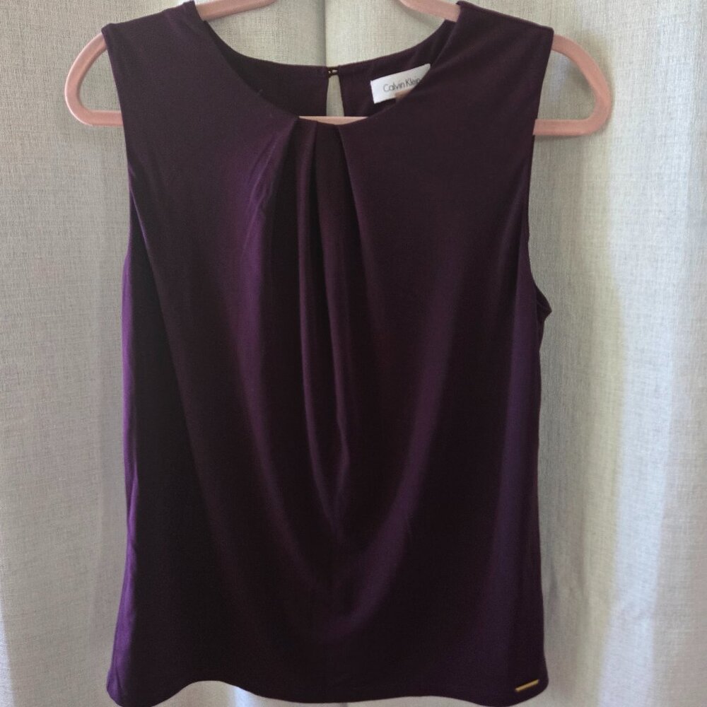 Calvin Klein Sleeveless Blouse – Elegant Purple, Size M